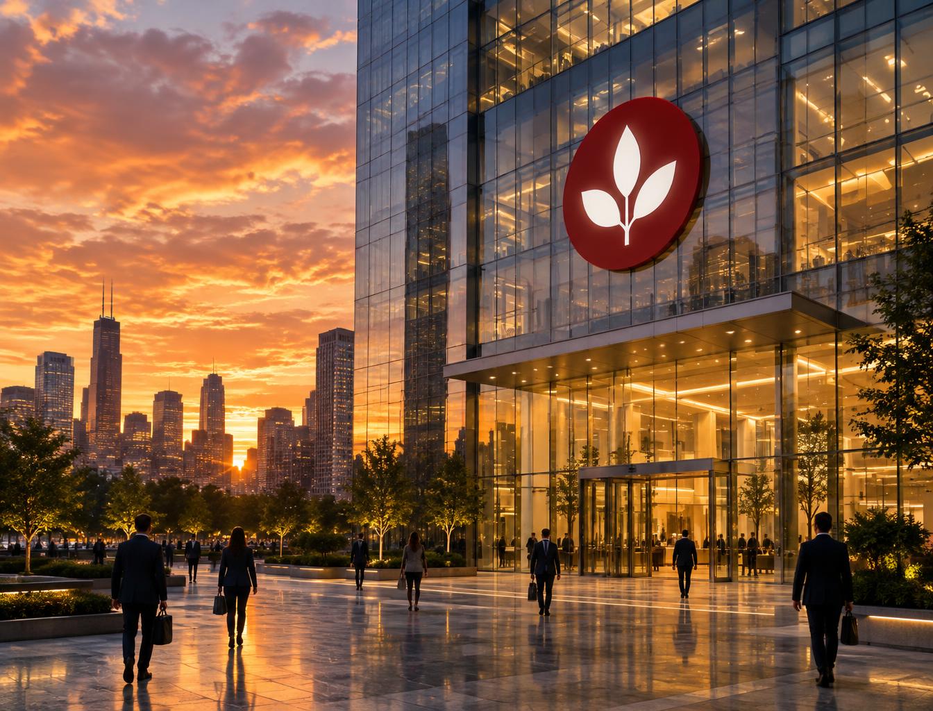 Elite Credit Union headquarters at dusk